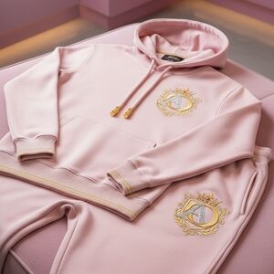 Pink Embroidered Jogger Set